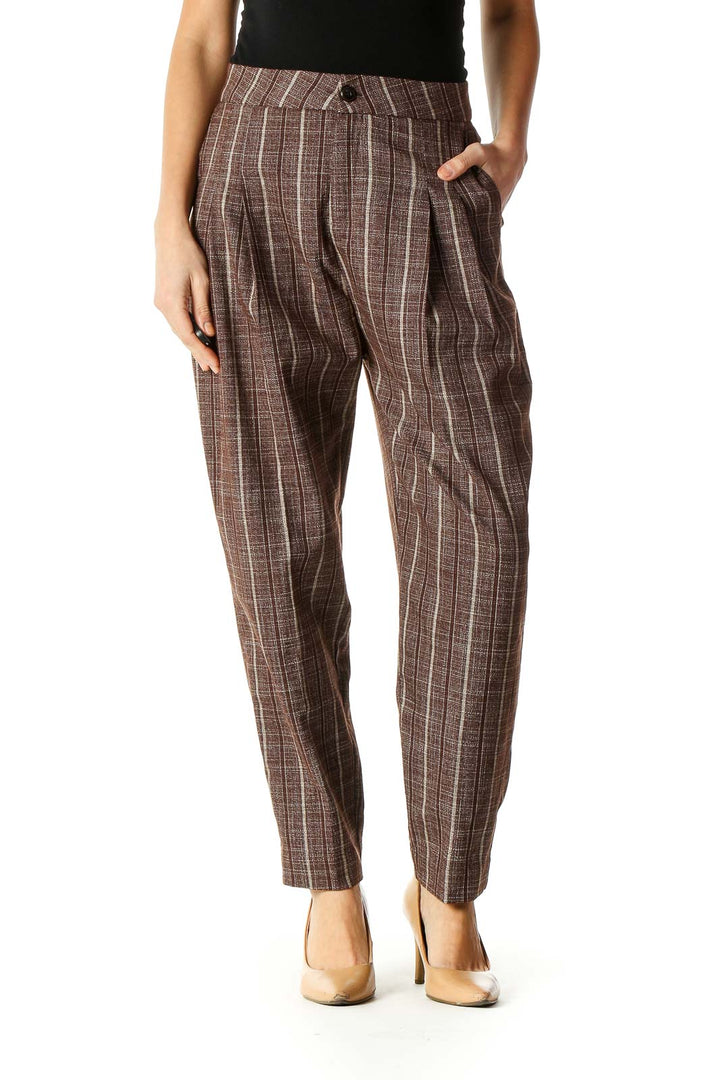 Brown Striped Trousers