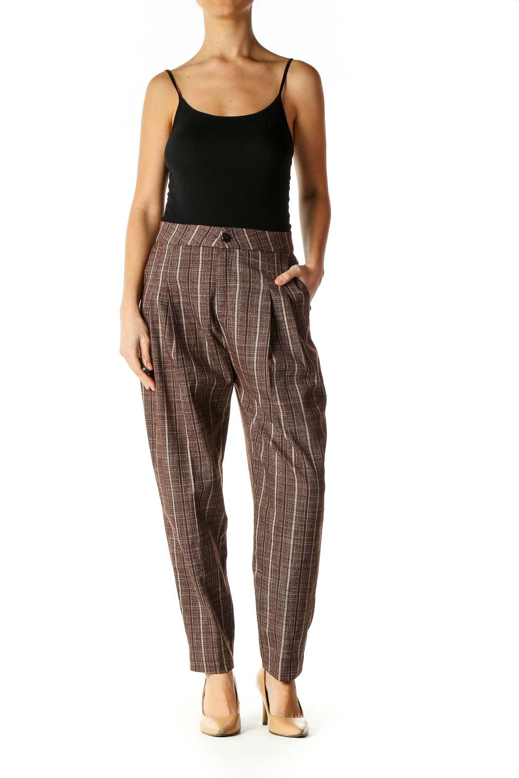 Brown Striped Trousers