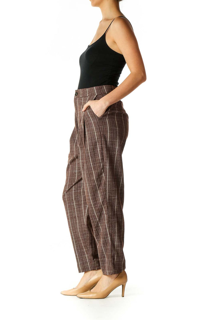 Brown Striped Trousers