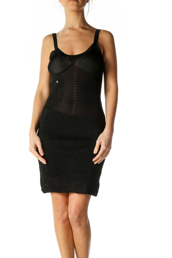 Black Solid Chic Sheath Dress