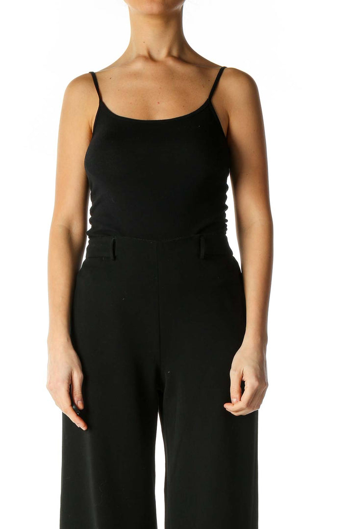 Black Solid Wide Leg Pants