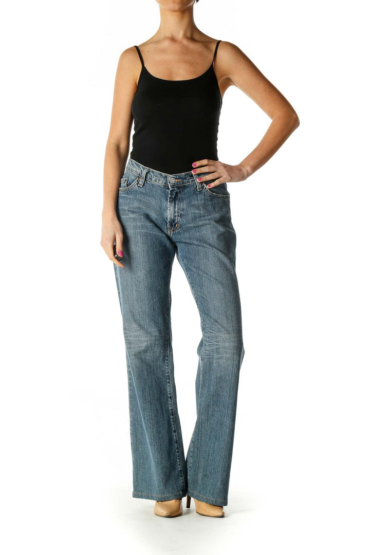 Blue Casual Bootcut Jeans