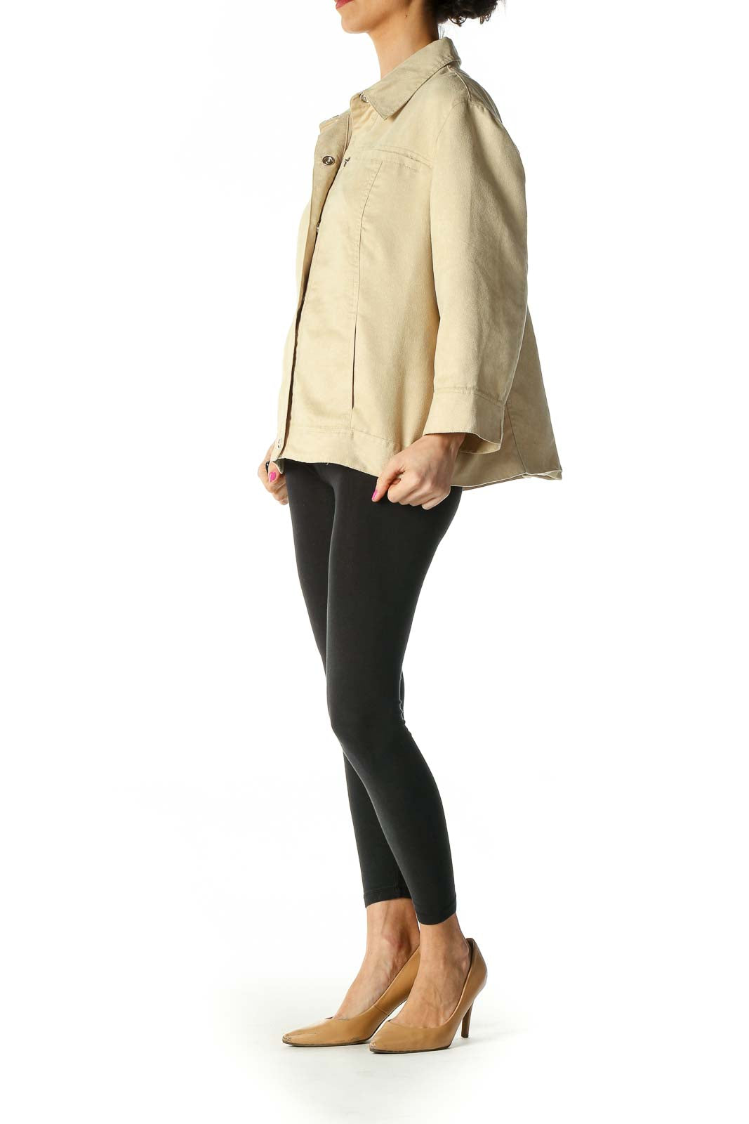 Beige Solid Casual Shirt