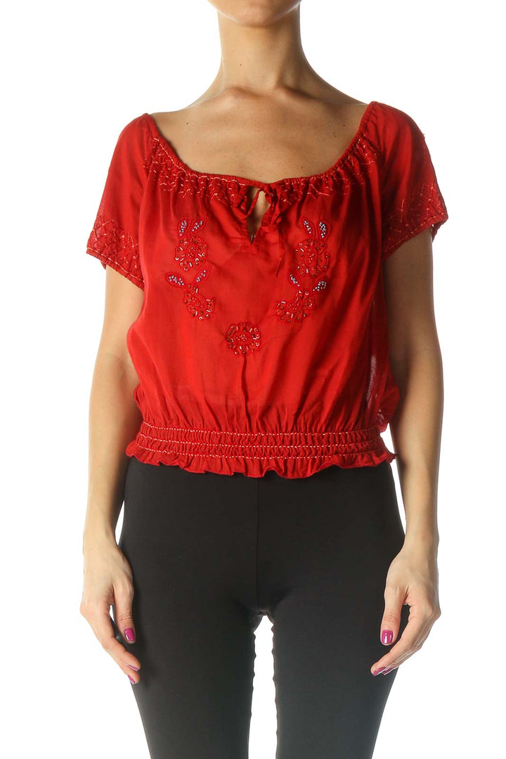 Red Casual Blouse