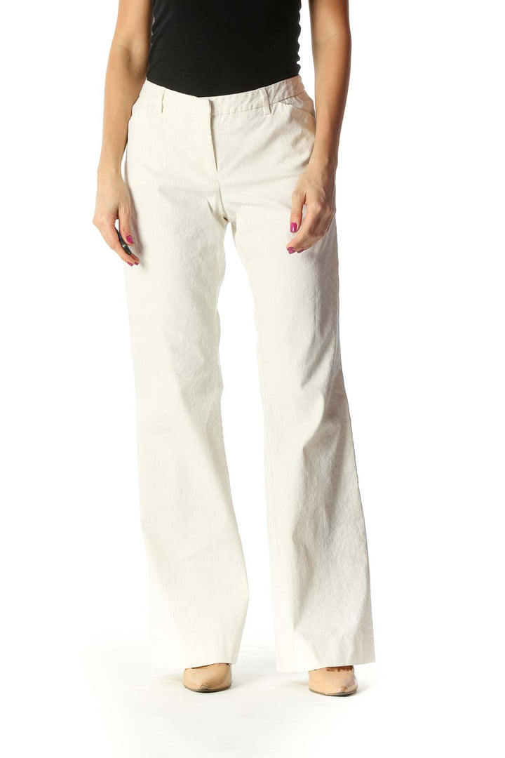 White Solid Trousers