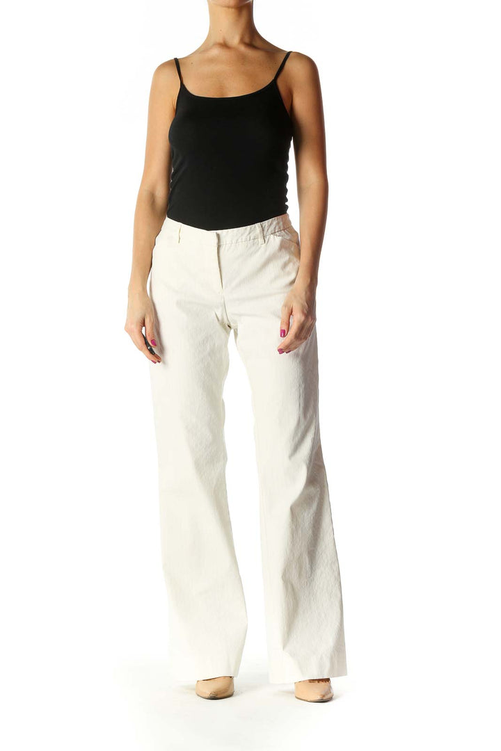 White Solid Trousers