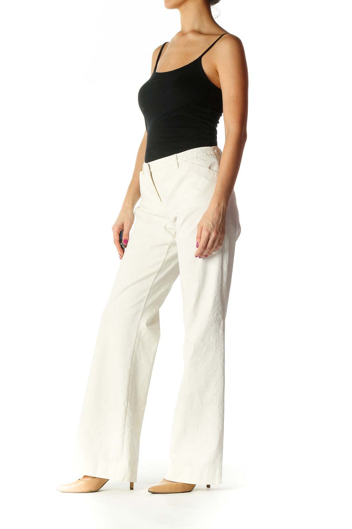 White Solid Trousers