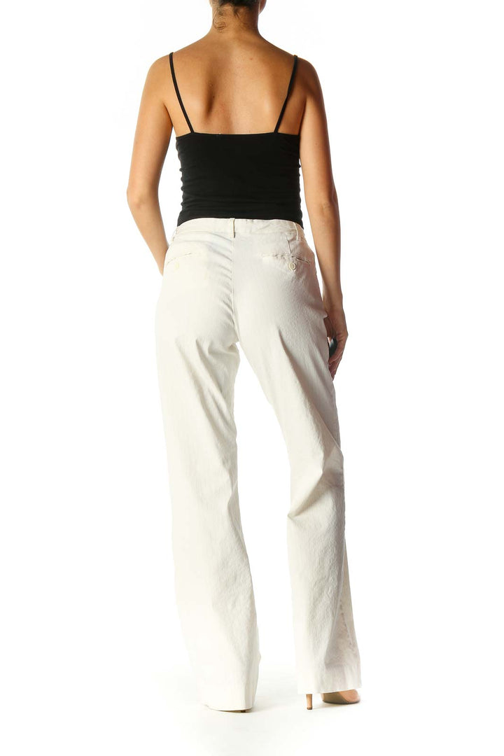 White Solid Trousers