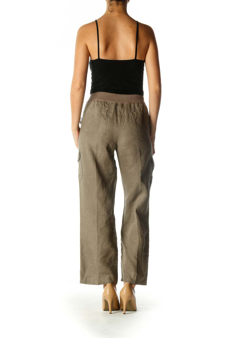 Beige Solid Casual Pant