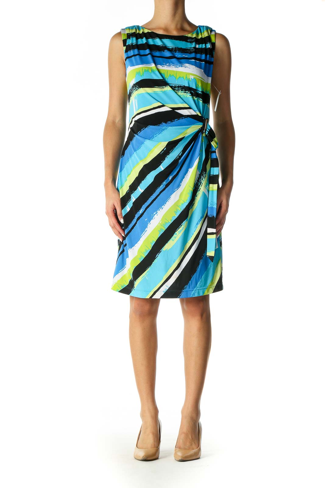 Blue Striped Day A-Line Dress