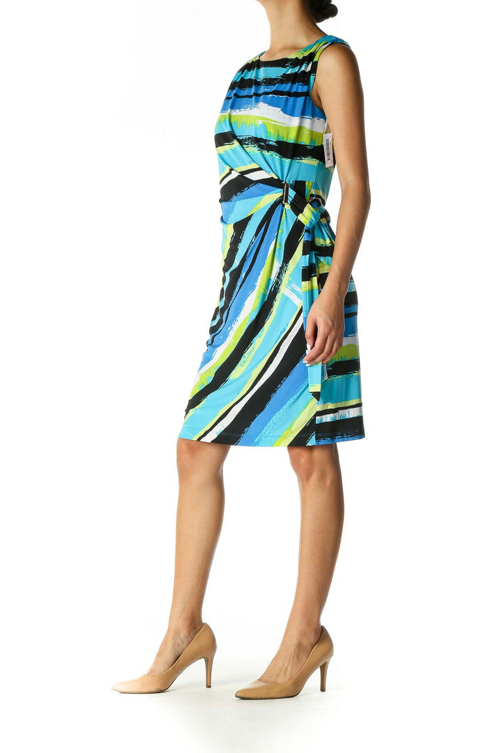 Blue Striped Day A-Line Dress