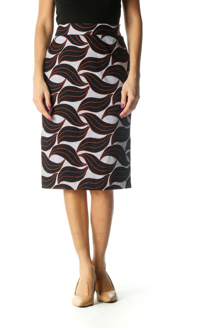 Black Paisley Brunch Straight Skirt