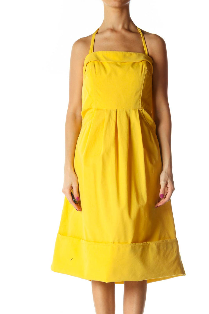 Yellow Solid Casual A-Line Dress