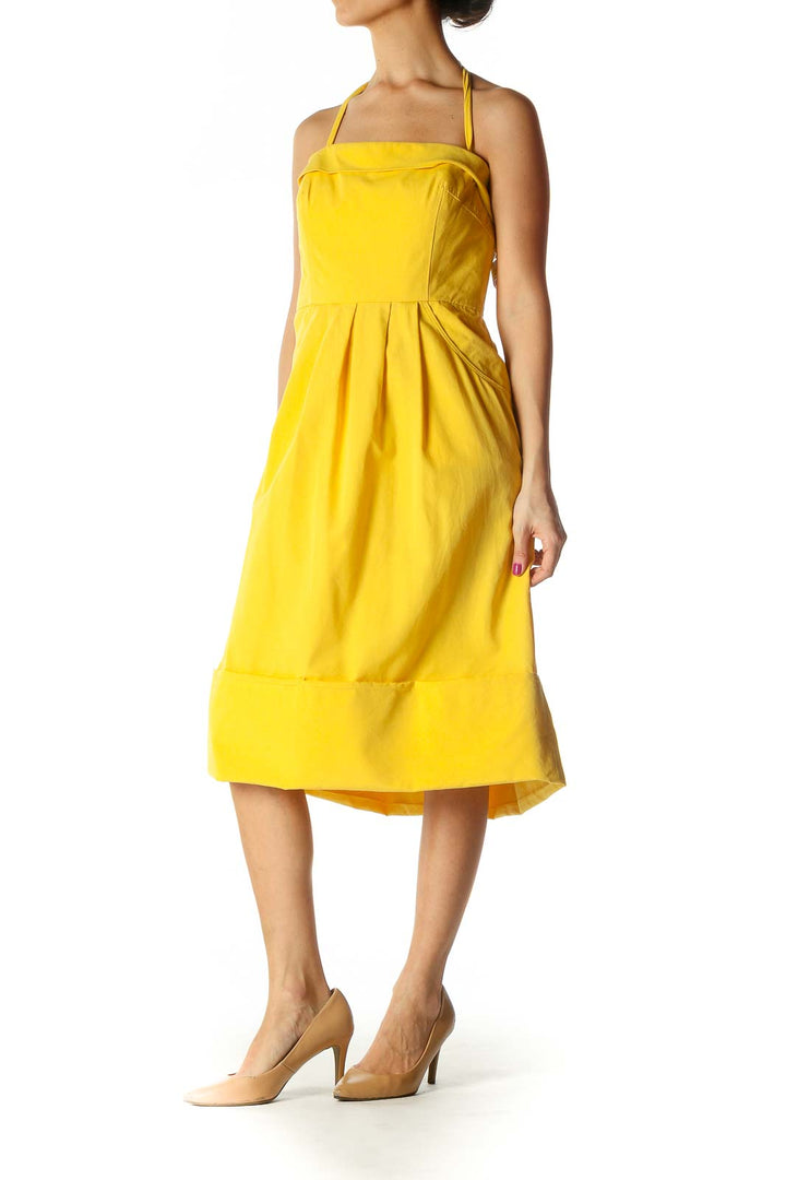 Yellow Solid Casual A-Line Dress