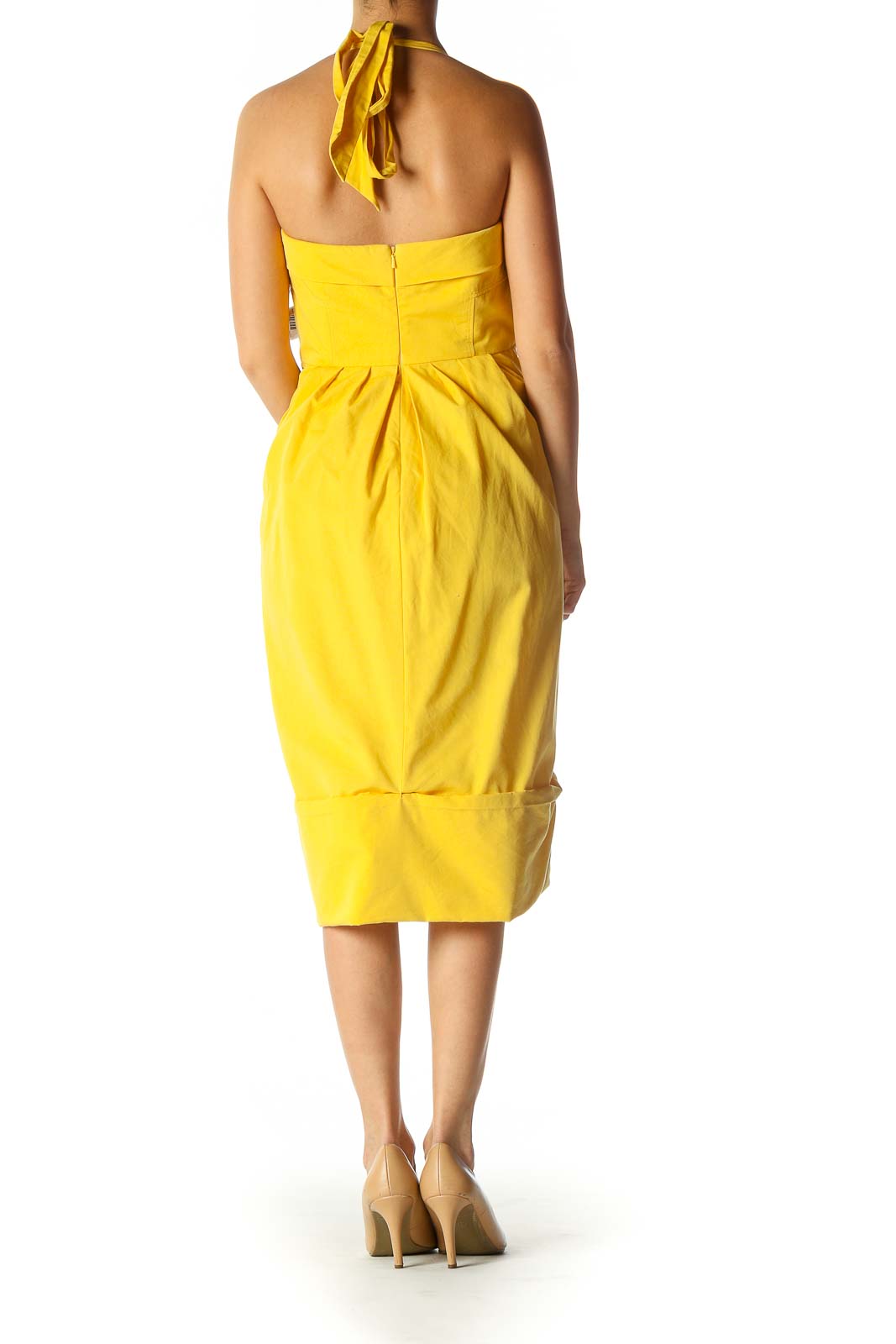 Yellow Solid Casual A-Line Dress