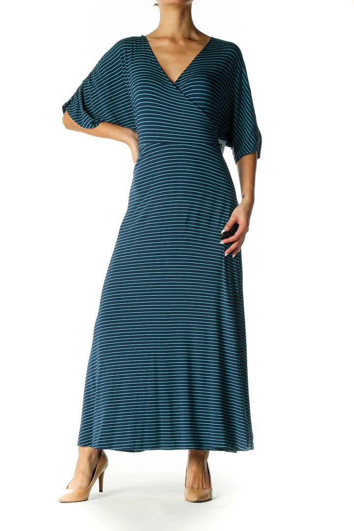 Green Striped A-Line Dress