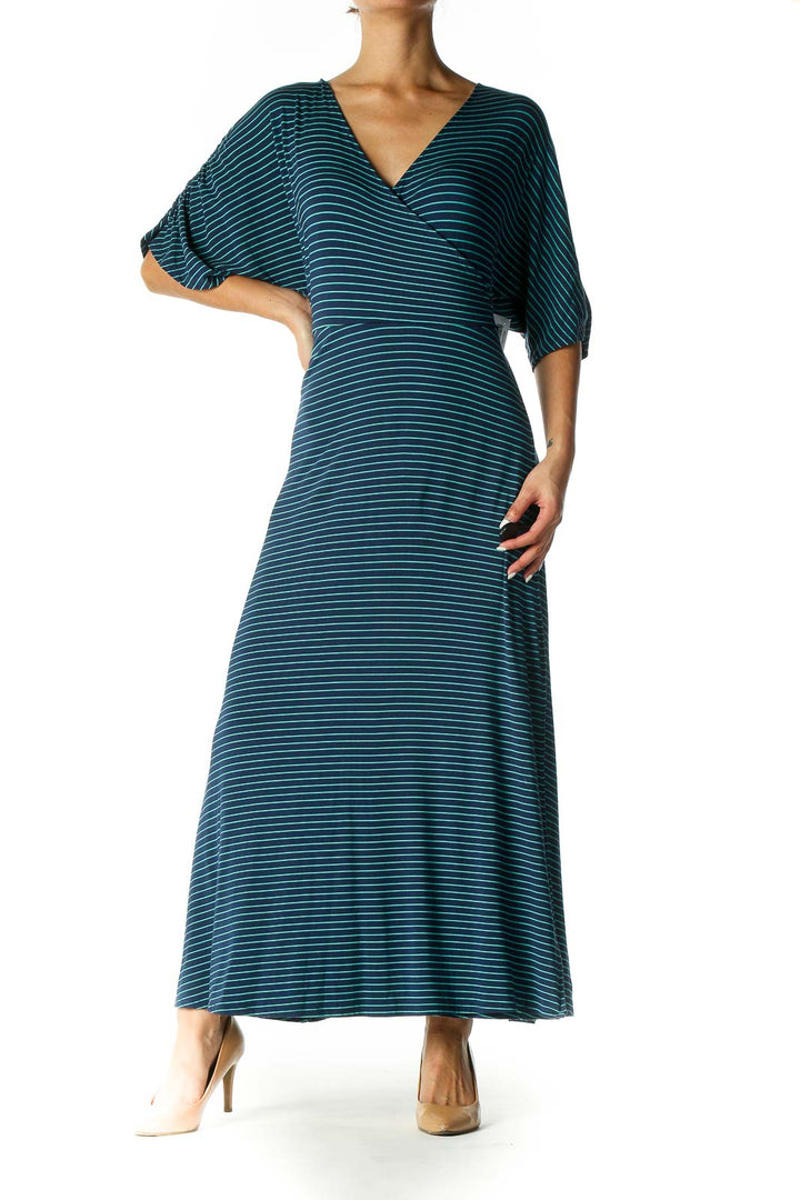 Green Striped A-Line Dress