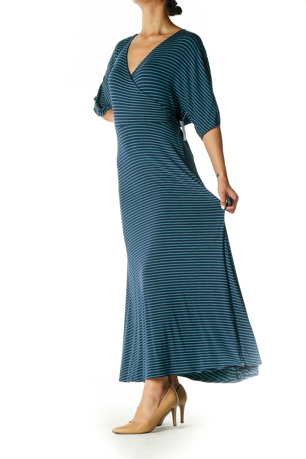 Green Striped A-Line Dress