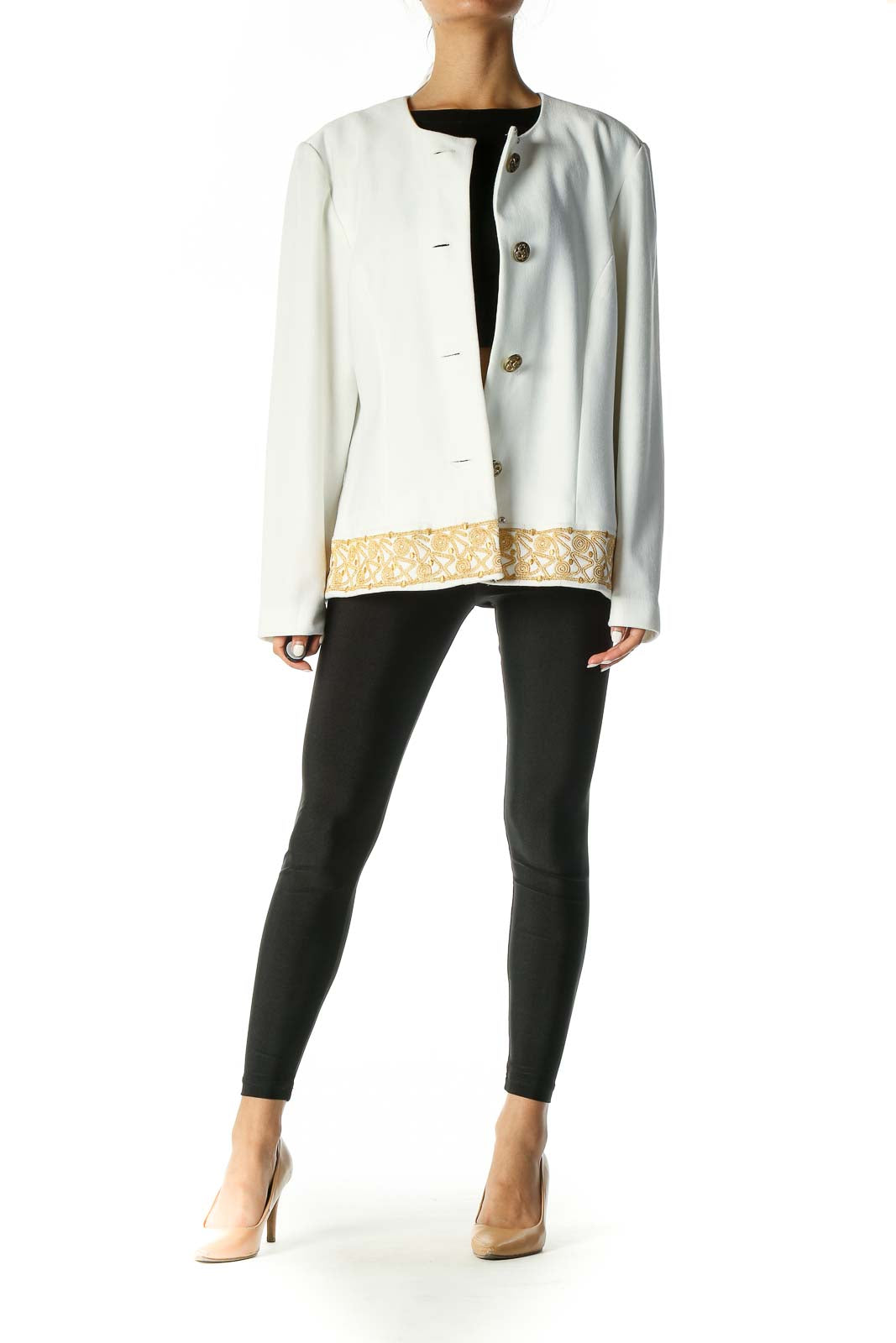 Cream jacket With Gold Embroidery