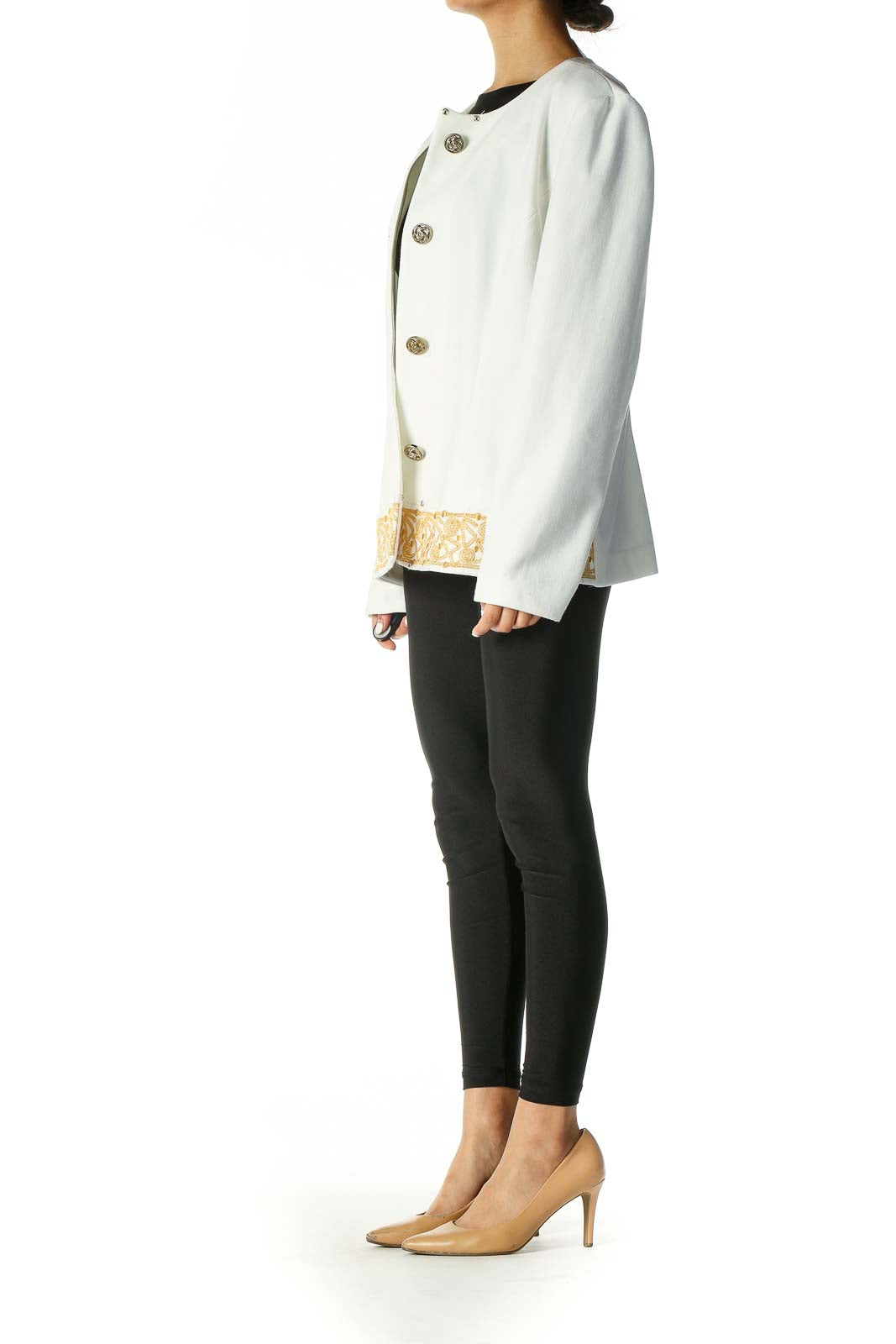 Cream jacket With Gold Embroidery