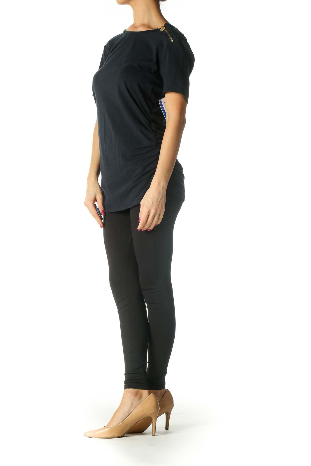 Black Solid Casual T-Shirt