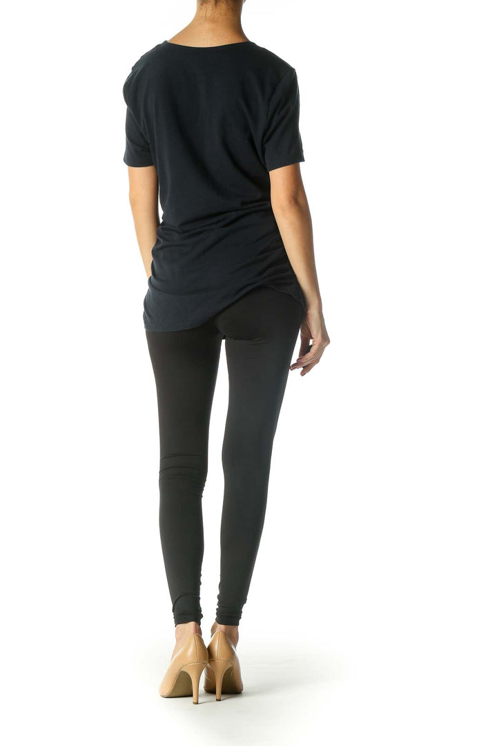 Black Solid Casual T-Shirt