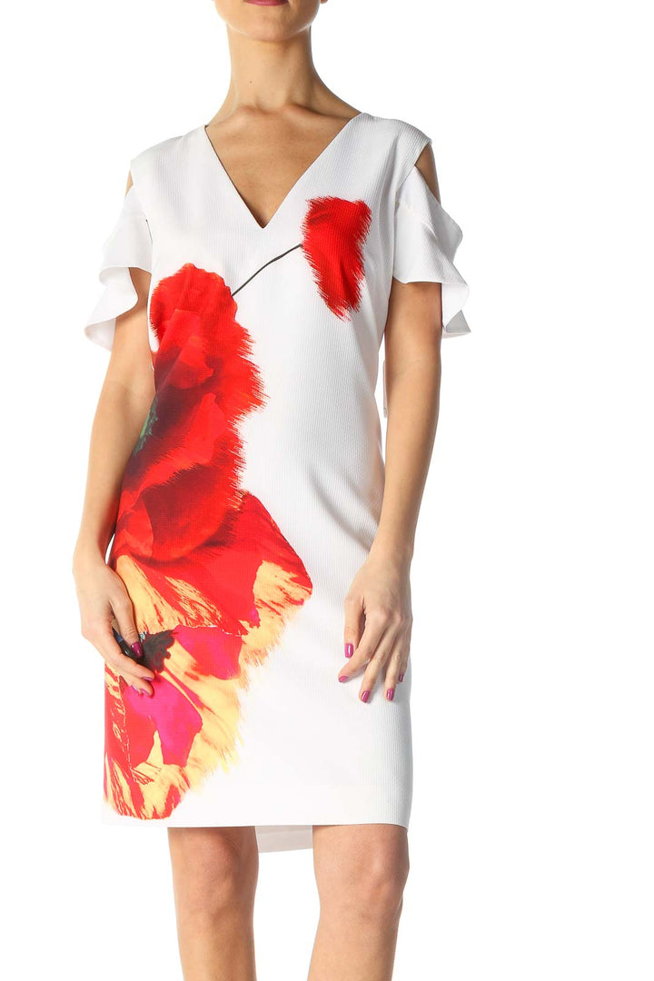 White Solid Casual Sheath Dress