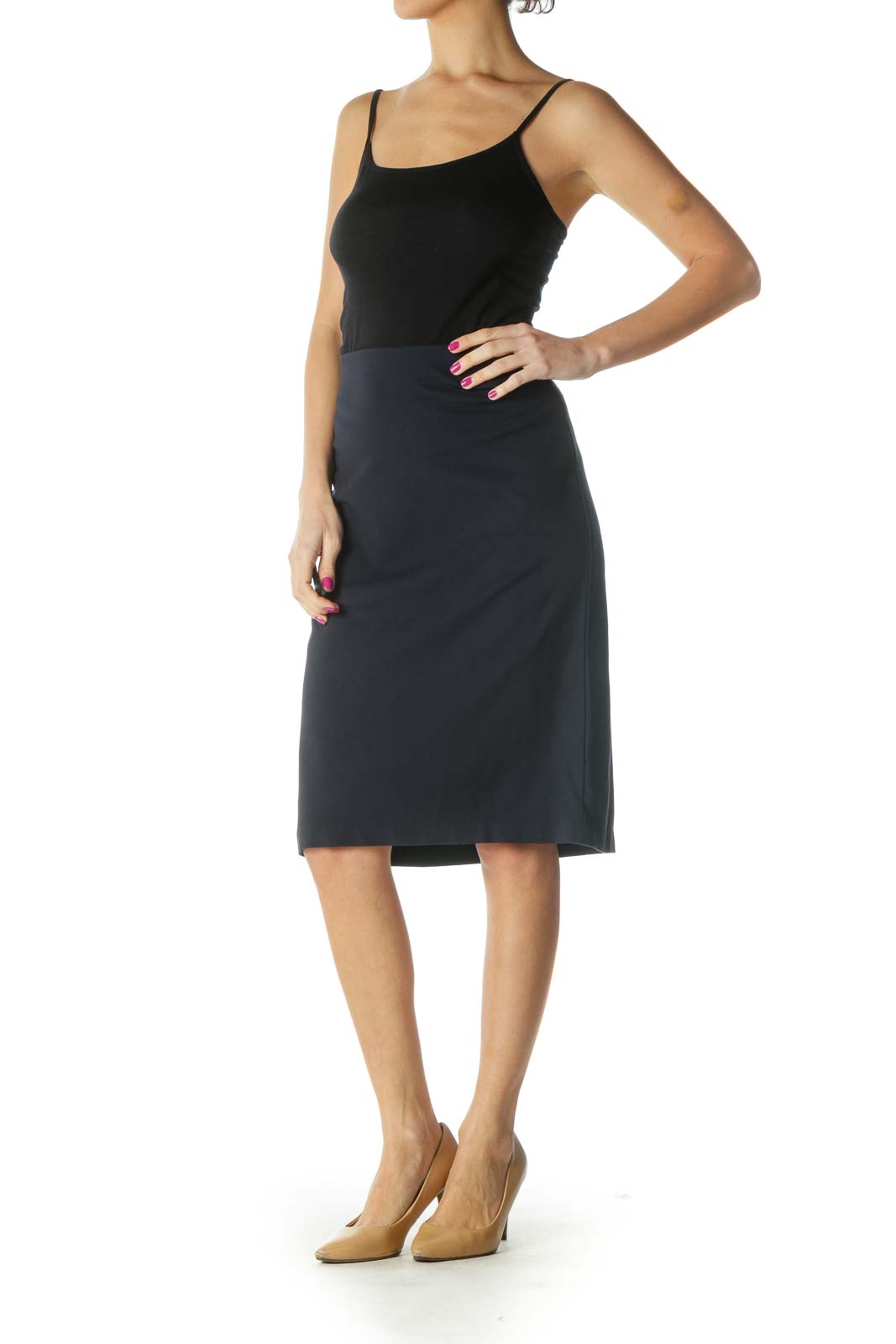 Black Solid Brunch Pencil Skirt