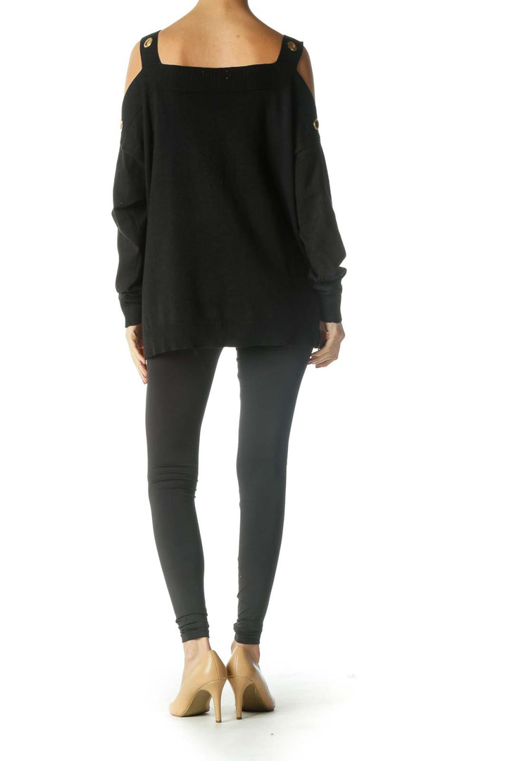 Black Solid Casual Sweater