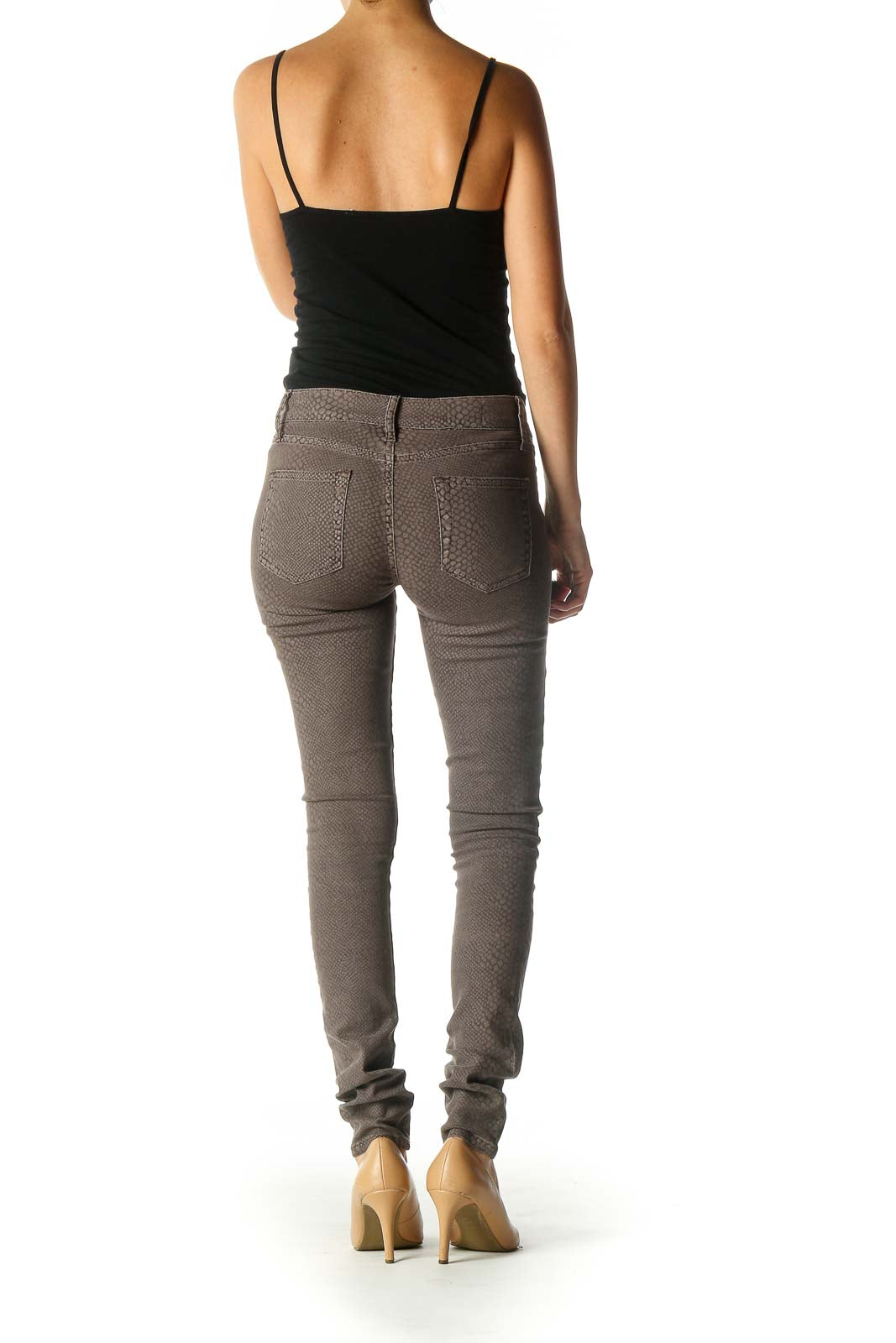 Brown Animal Print Skinny Jeans