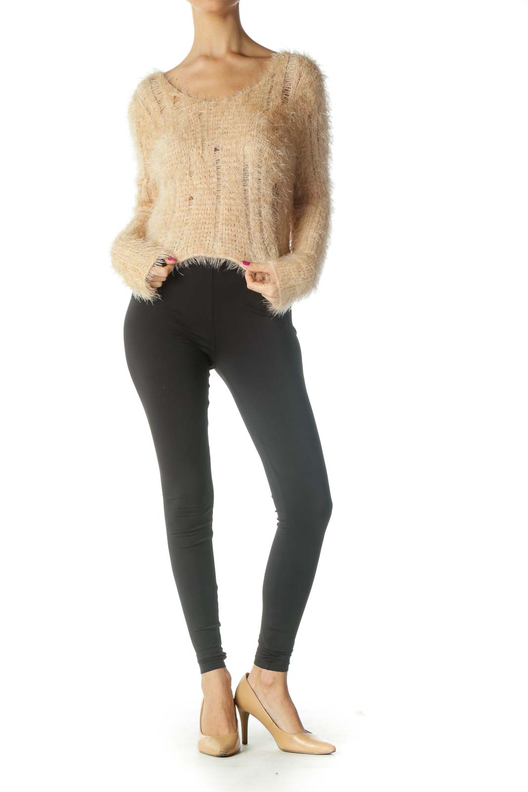 Beige Cropped Sweater