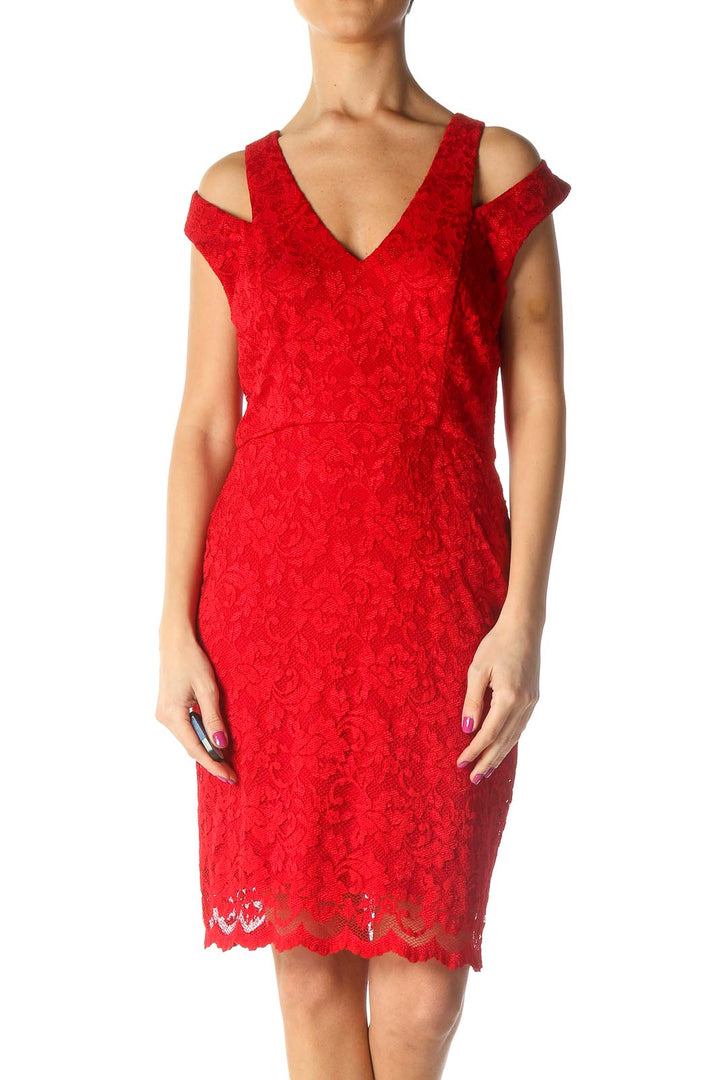 Red Lace Retro Sheath Dress