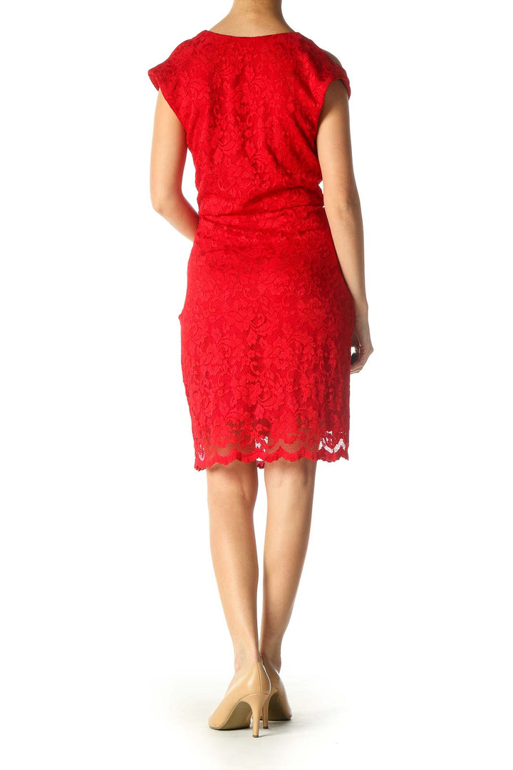 Red Lace Retro Sheath Dress