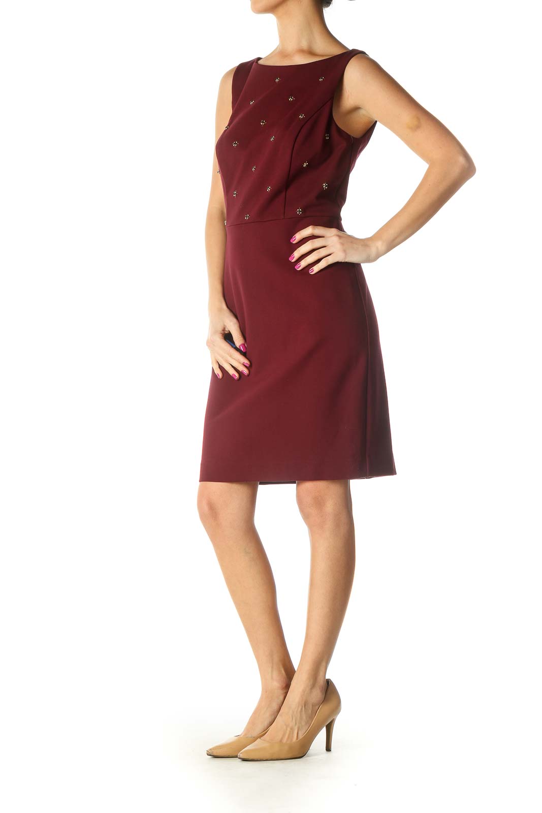 Red Solid Chic Sheath Dress