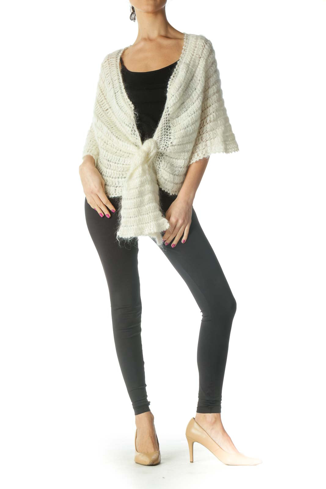 Beige Solid Cardigan