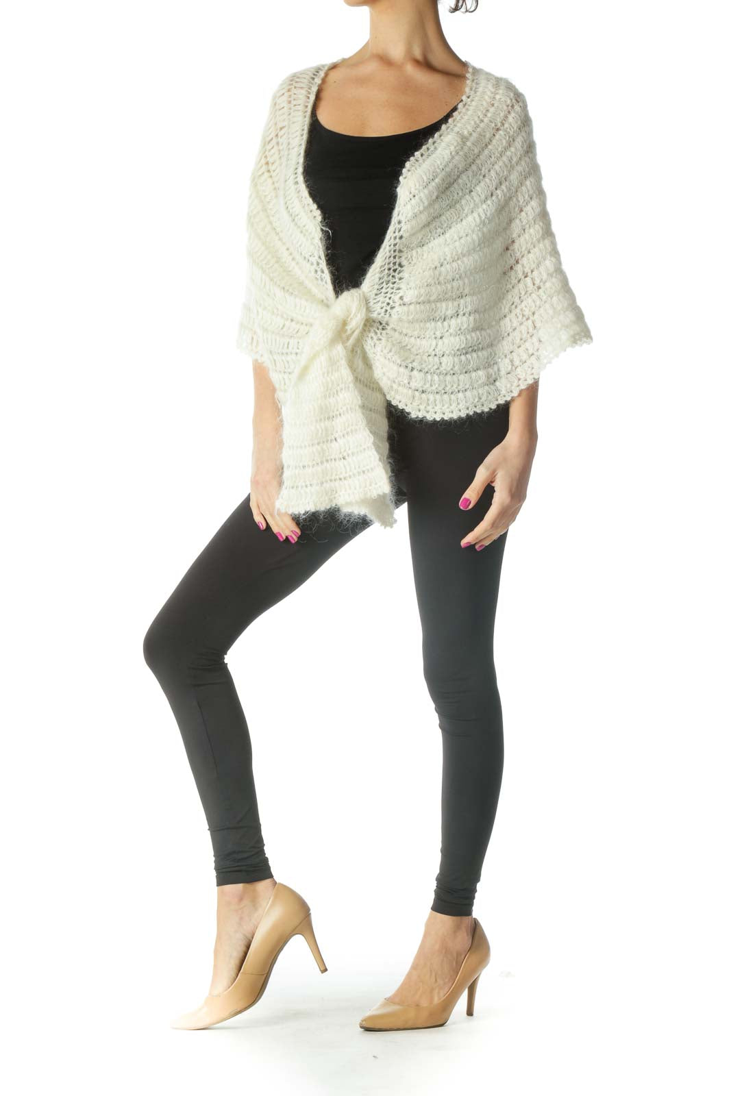 Beige Solid Cardigan