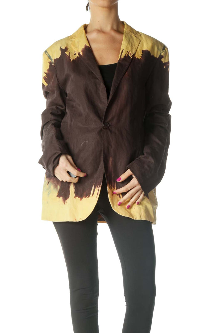 Brown Color Block Jacket