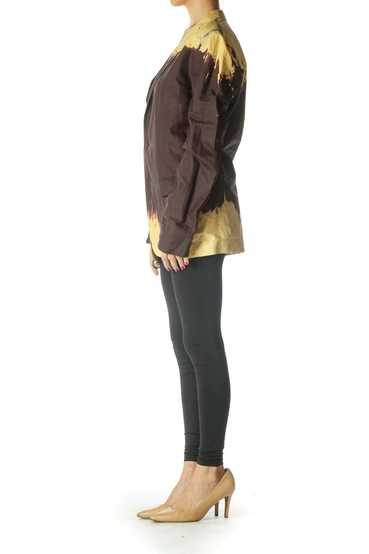 Brown Color Block Jacket