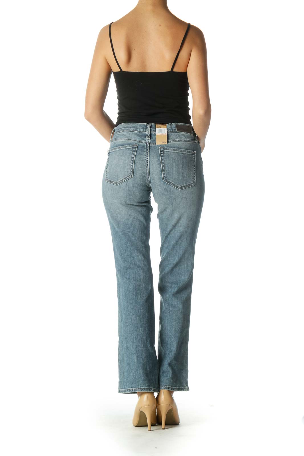 Blue Casual Straight Leg Jeans