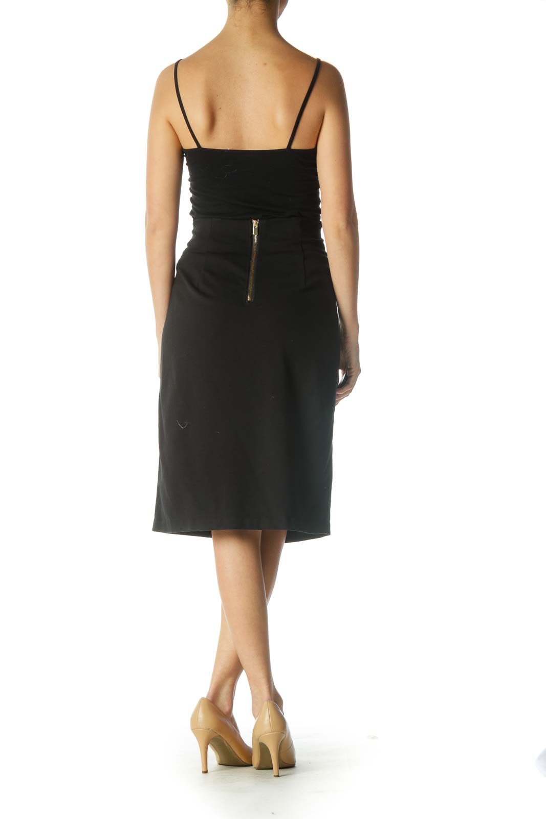 Black Solid Classic Pencil Skirt