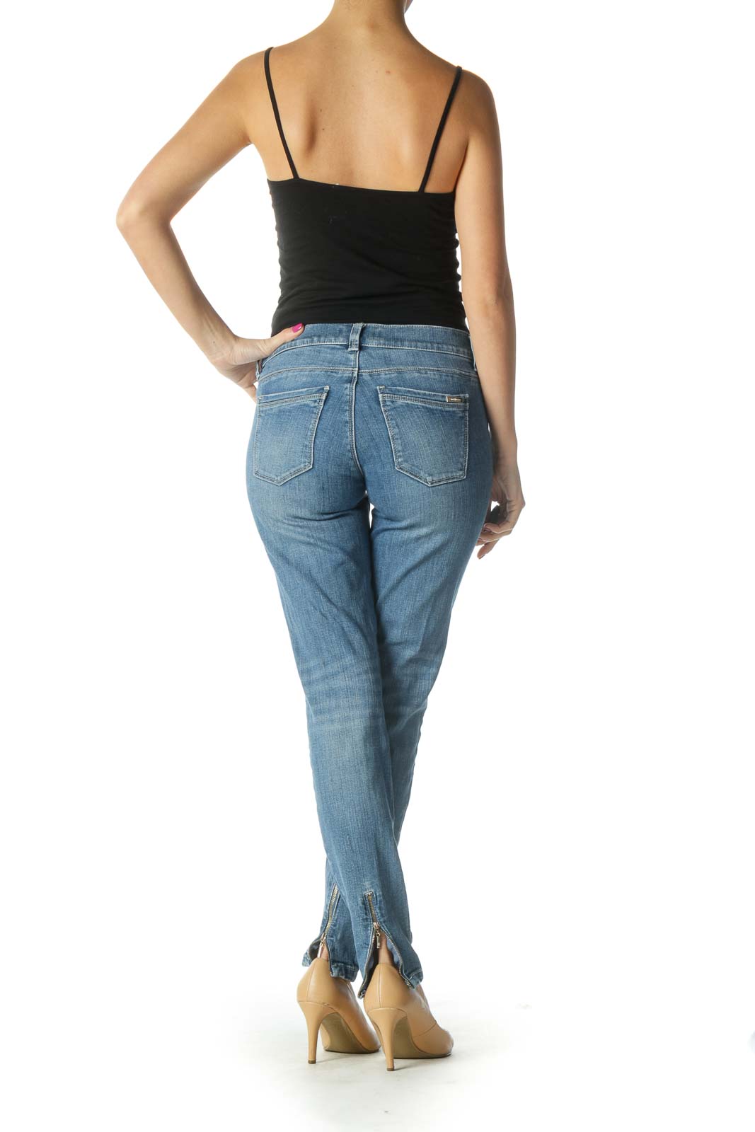 Blue Casual Straight Leg Jeans