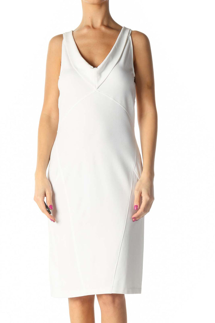 White Solid Casual Sheath Dress