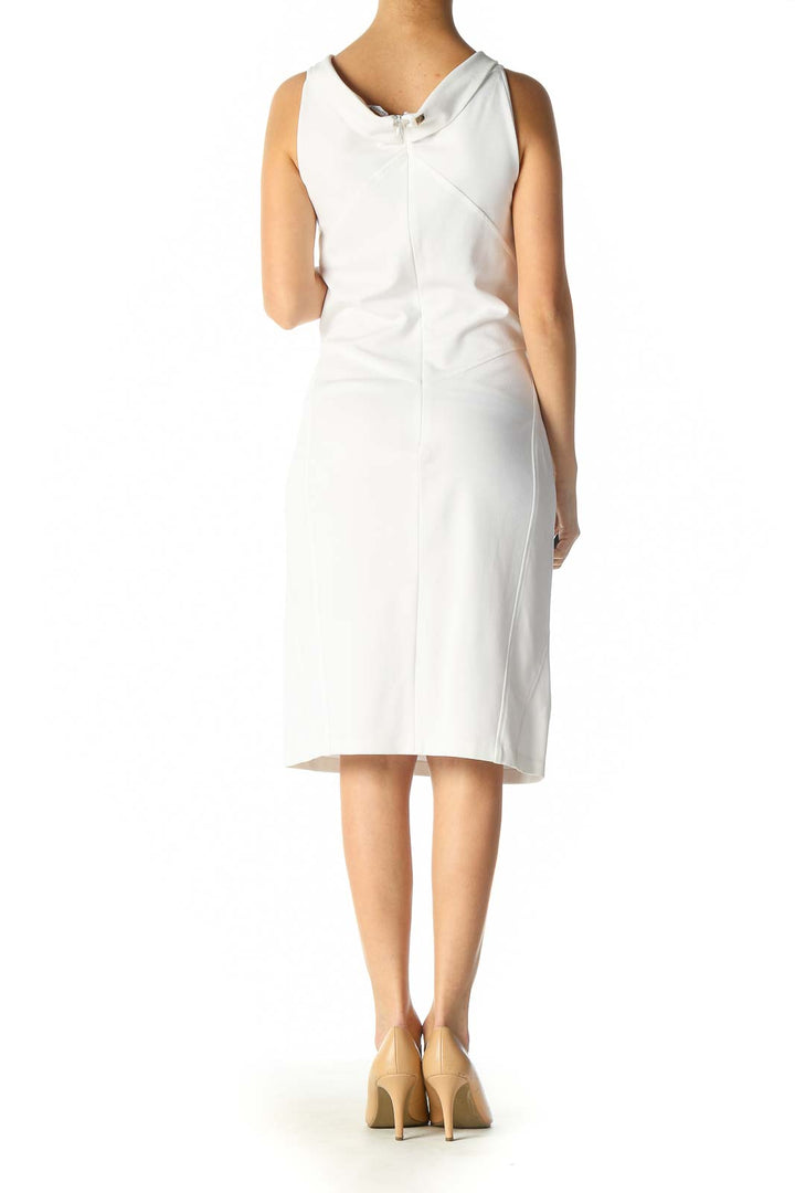 White Solid Casual Sheath Dress