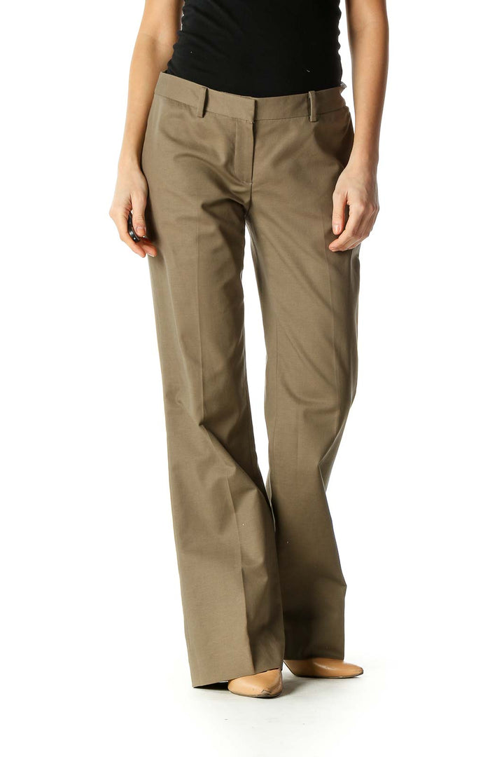 Brown Solid Formal Trousers