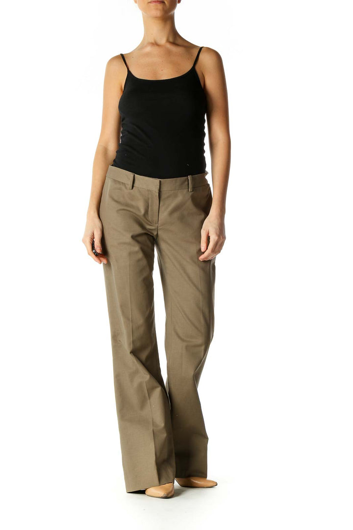 Brown Solid Formal Trousers