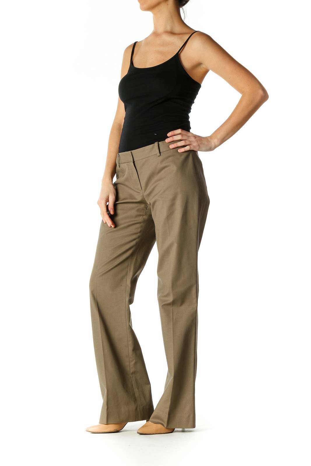 Brown Solid Formal Trousers