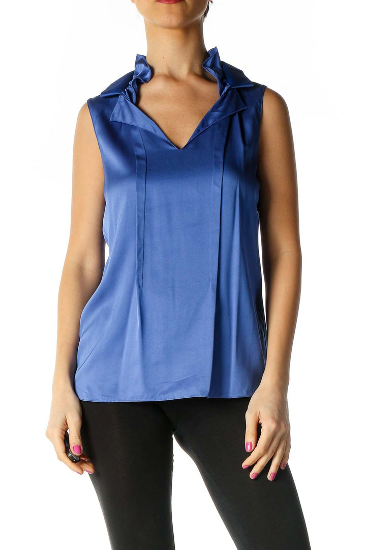 Blue Solid Casual Blouse