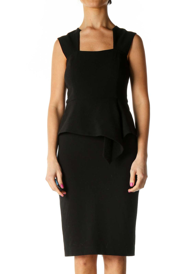 Black Solid Chic Sheath Dress