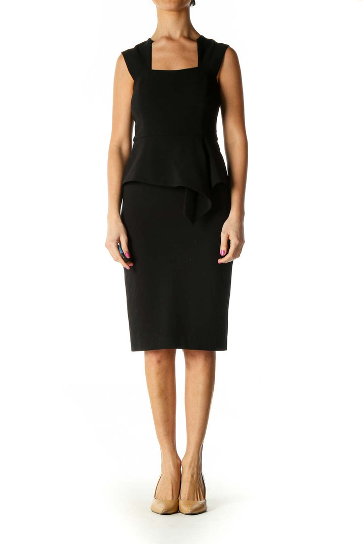 Black Solid Chic Sheath Dress