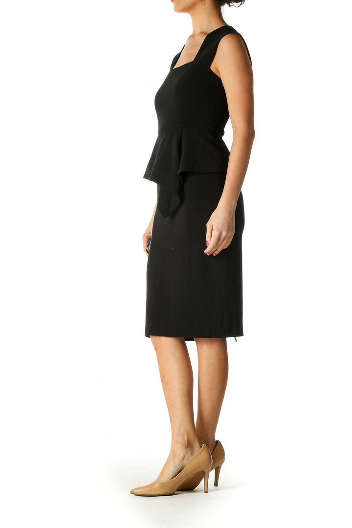 Black Solid Chic Sheath Dress